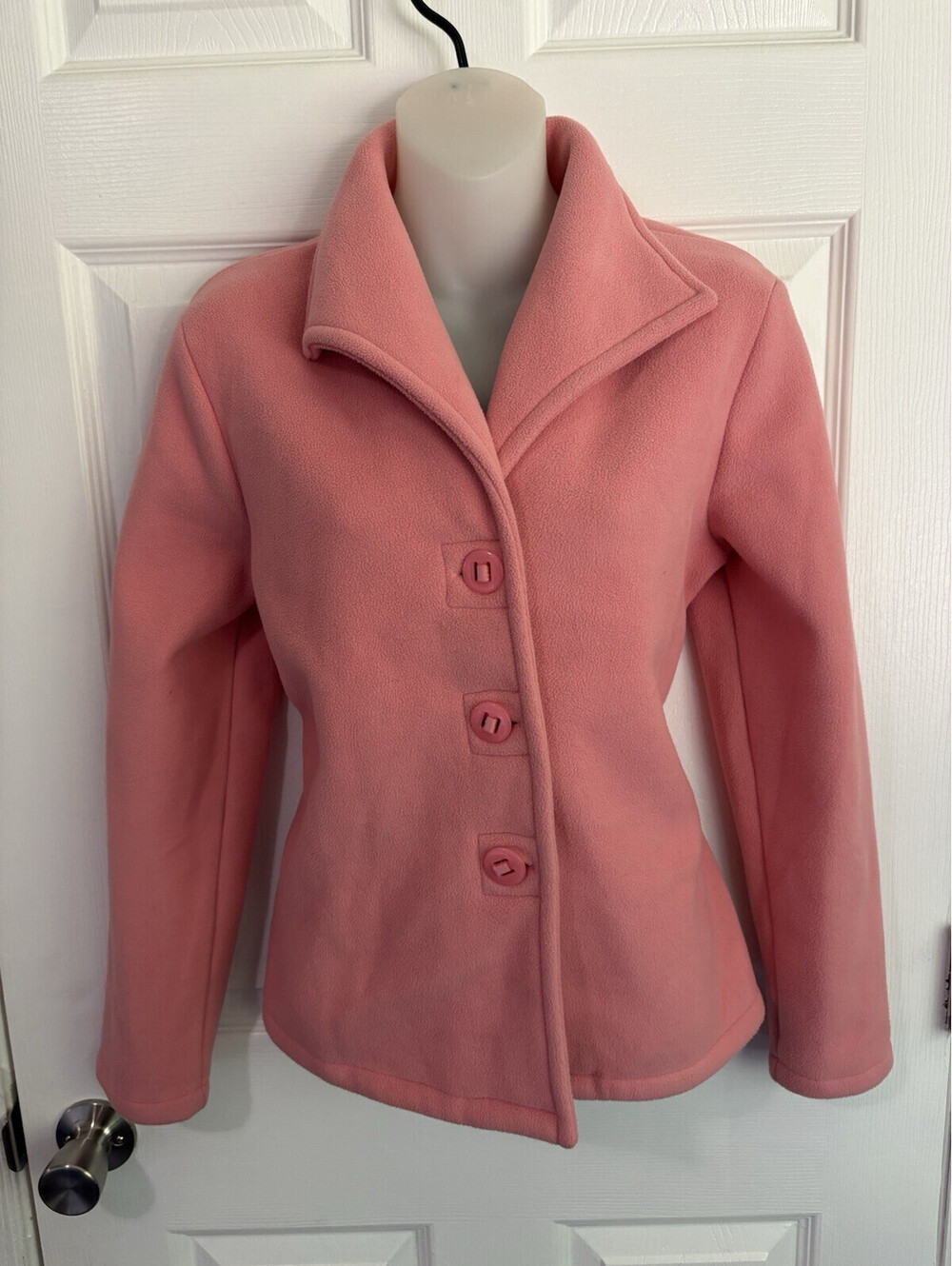 Talbots Women’s Petites Pink Lined Button Front Short Jacket Solid Classic S